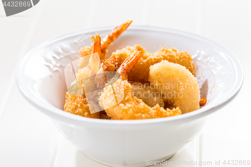 Image of Fresh fried shrimps as apppetizer