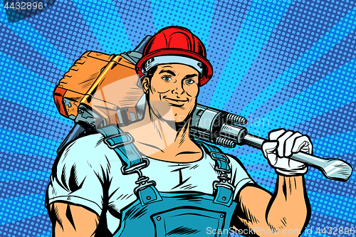 Image of pop art worker with a jackhammer