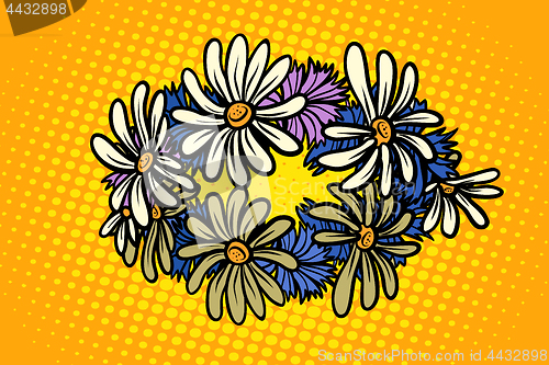 Image of wreath of wild flowers chamomile