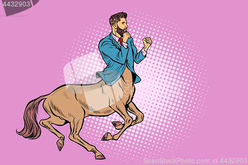 Image of pop art Businessman centaur ready to fight