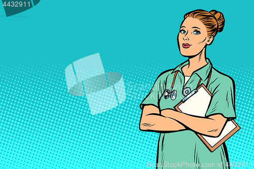 Image of pop art nurse. Medicine and health