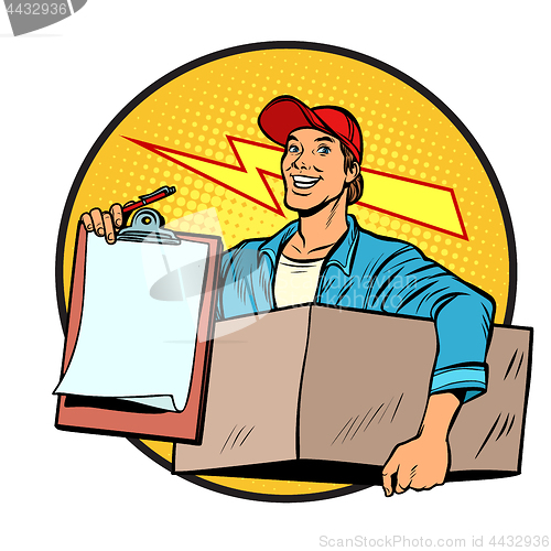 Image of courier. Delivery of parcels and mail. Postman.