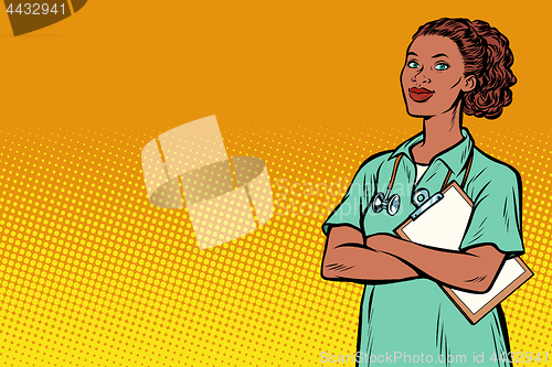 Image of African nurse. Medicine and health