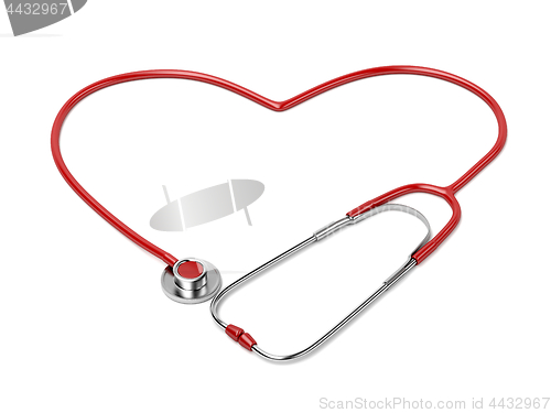 Image of Red stethoscope in shape of heart