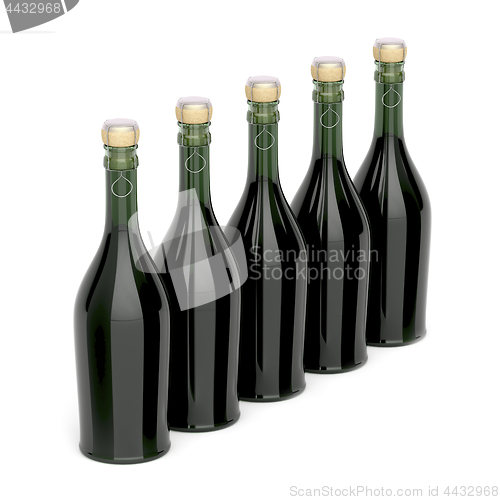 Image of Row with champagne bottles