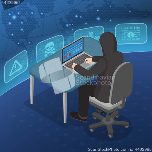 Image of Hacker Activity Isometric Concept