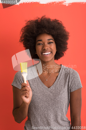 Image of black woman painting wall