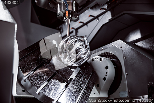 Image of Metalworking CNC milling machine. Cutting metal modern processin