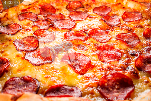 Image of Pepperoni pizza closeup