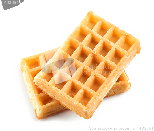 Image of two waffles isolated on white background