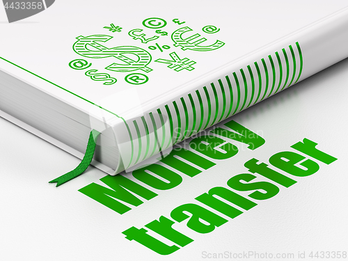 Image of Business concept: book Finance Symbol, Money Transfer on white background