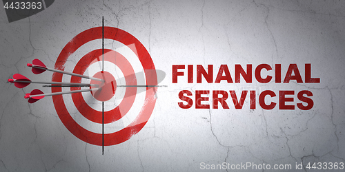 Image of Currency concept: target and Financial Services on wall background
