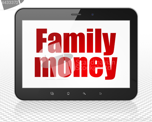 Image of Money concept: Tablet Pc Computer with Family Money on display