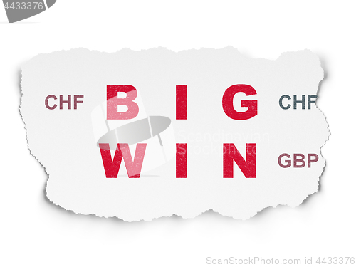 Image of Finance concept: Big Win on Torn Paper background
