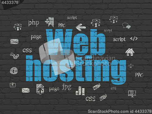 Image of Web design concept: Web Hosting on wall background