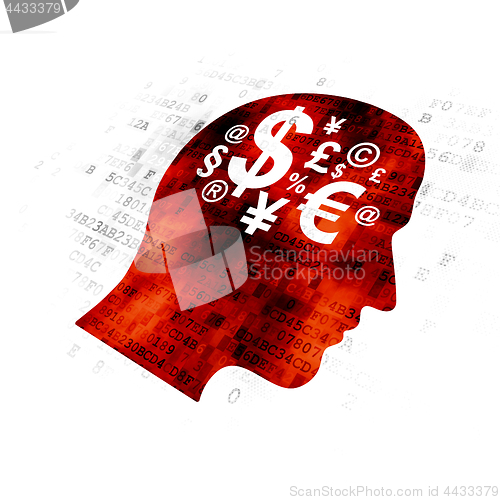 Image of Marketing concept: Head With Finance Symbol on Digital background