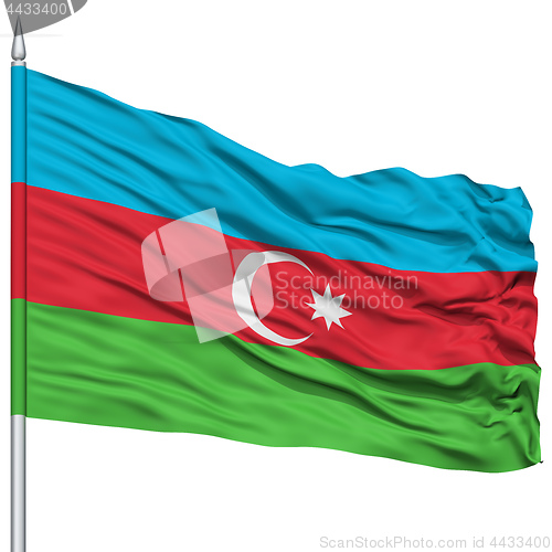 Image of Azerbaijan Flag on Flagpole