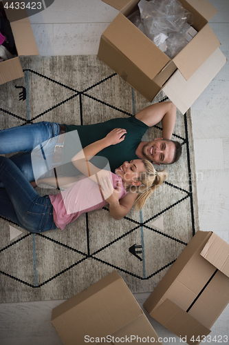 Image of Top view of attractive young couple