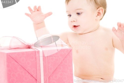 Image of baby boy with gift box