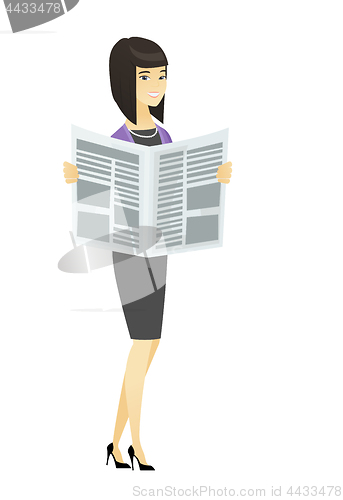 Image of Business woman reading newspaper.