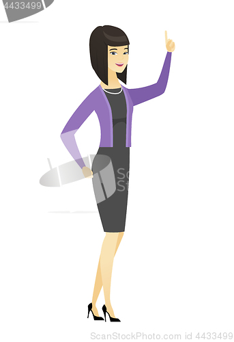Image of Business woman pointing with her forefinger.