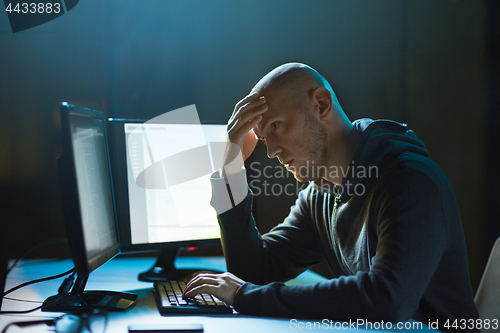 Image of hacker having problem with computer cyber attack