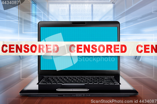 Image of tape with censored for black laptop