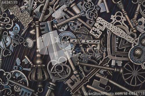 Image of Full frame photo of the various antique keys