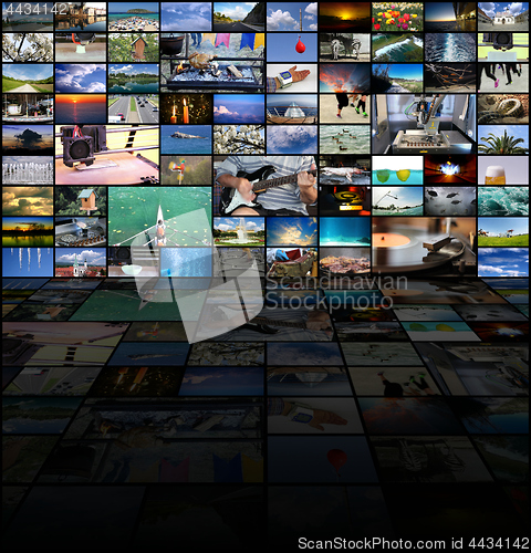 Image of Big multimedia video wall with A variety of images