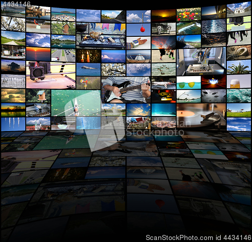 Image of Big multimedia video wall with A variety of images