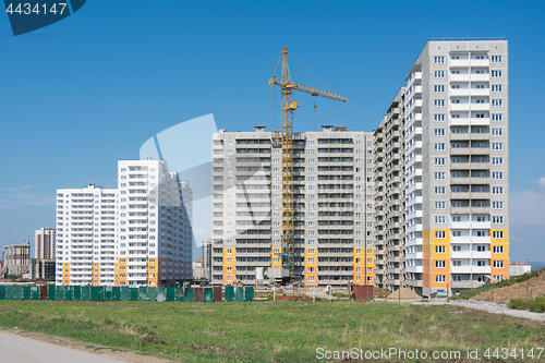 Image of Construction of a residential complex of typical sixteen-storey block houses