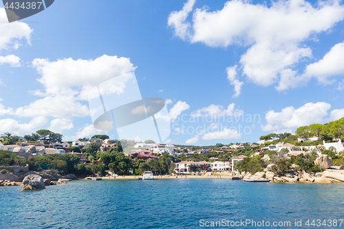 Image of Beautiful village of Port Rafael from the sea, Sardinia, Italy.