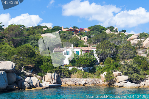 Image of Summer sea house in beautiful village of Port Rafael, Sardinia, Italy.