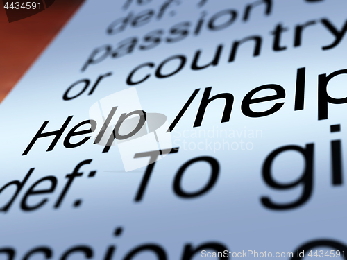 Image of Help Definition Closeup Showing Support And Service