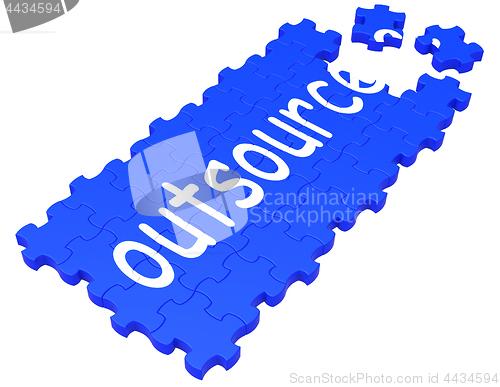 Image of Outsource Puzzle Showing Subcontract And Employment