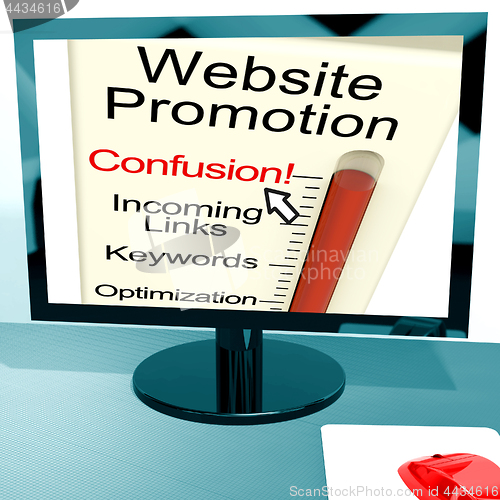 Image of Website Promotion Confusion Shows Online SEO Strategy