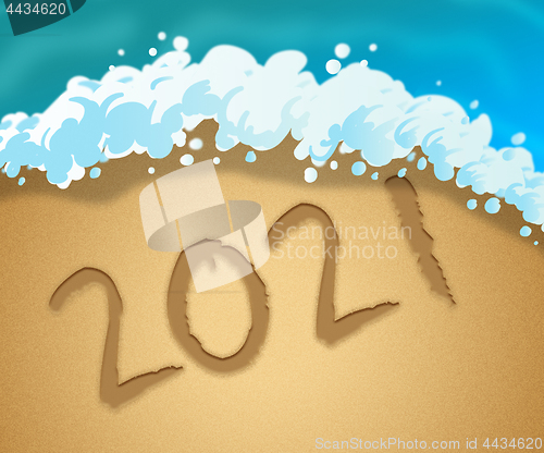 Image of Two Thousand Twenty-One Represents Happy New Year And Annual