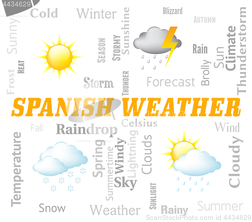 Image of Spanish Weather Represents Meteorological Conditions And Forecasts