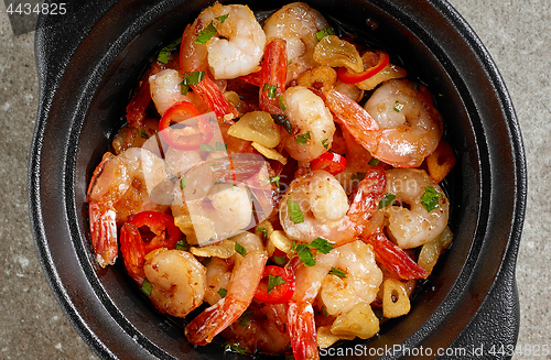 Image of bowl of garlic prawns