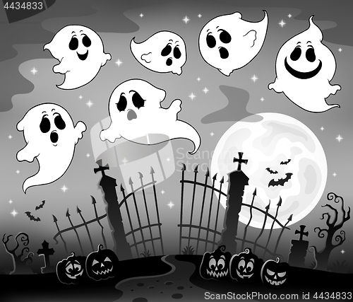 Image of Halloween image with ghosts theme 7