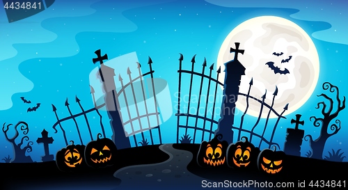 Image of Cemetery gate silhouette theme 8