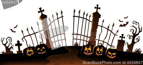 Image of Cemetery gate silhouette theme 6