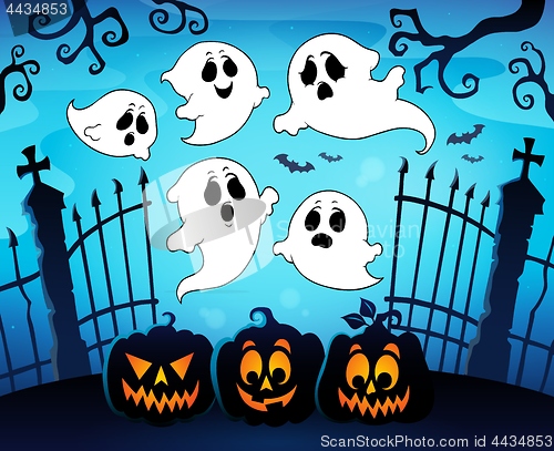 Image of Halloween image with ghosts theme 8