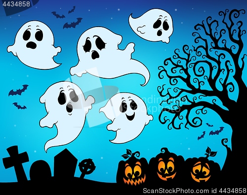 Image of Halloween image with ghosts theme 9