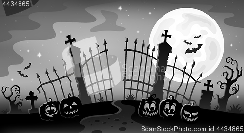 Image of Cemetery gate silhouette theme 9
