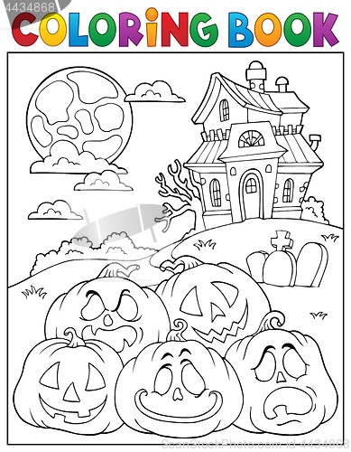 Image of Coloring book Halloween pumpkins pile 2