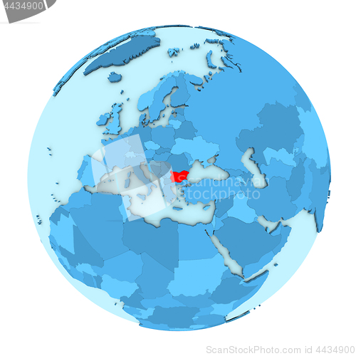 Image of Bulgaria on globe isolated