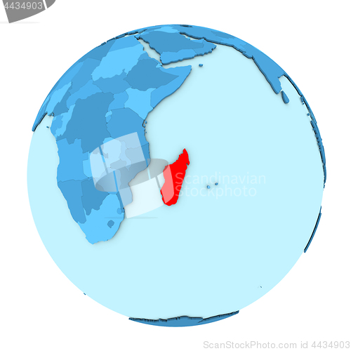 Image of Madagascar on globe isolated