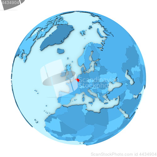 Image of Belgium on globe isolated
