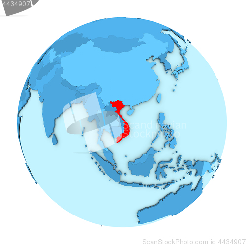 Image of Vietnam on globe isolated